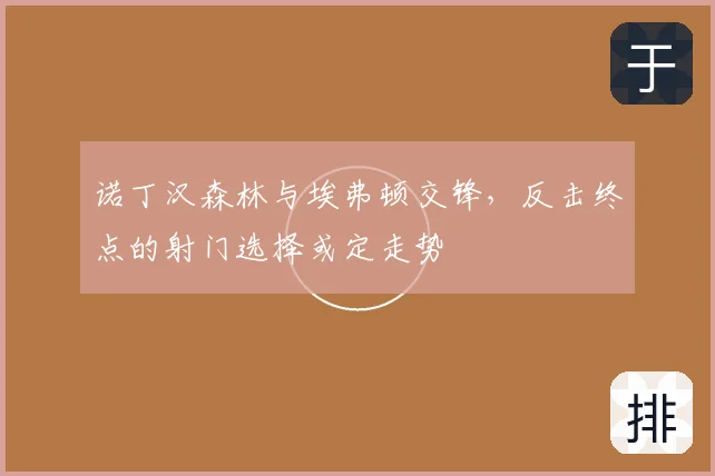 诺丁汉森林与埃弗顿交锋，反击终点的射门选择或定走势
